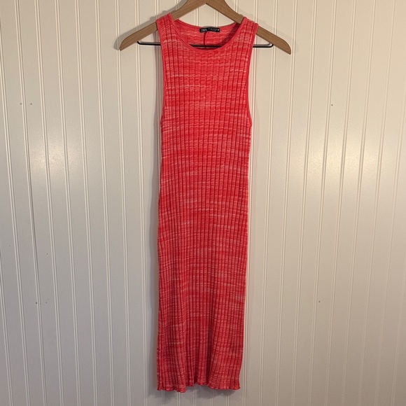 Zara Dresses & Skirts - ZARA Ribbed Keyhole Midi Dress Hot Pink Bodycon Stretchy Size Small